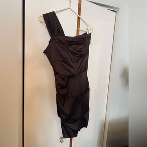 Brown mini dress shoulder
